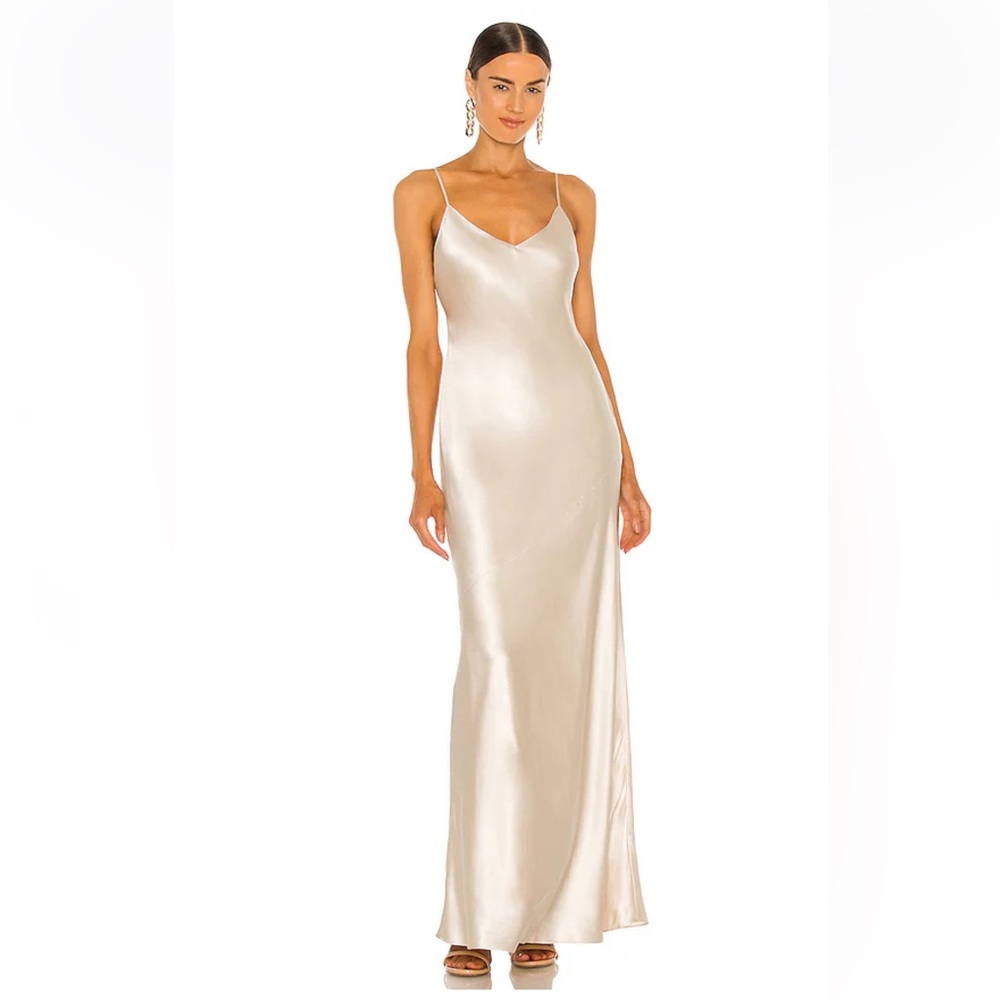 100% Silk L’agence Serita Maxi V-Neck Bias Dress